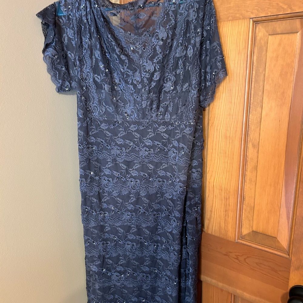 Marina 18W blue lace dress.
